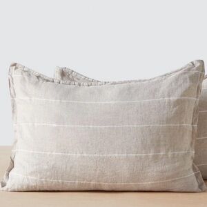Citizenry Stonewash Linen King Sham in sand wide stripe BNWOT